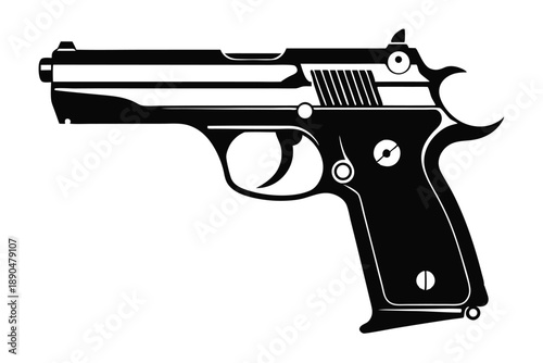cz 75 gun silhouette line art vector illustration