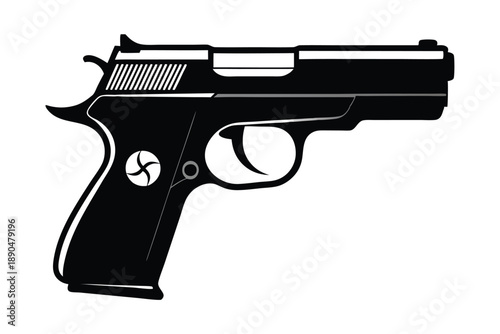 cz 75 gun silhouette line art vector illustration