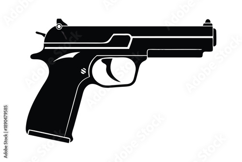 cz 75 gun silhouette line art vector illustration
