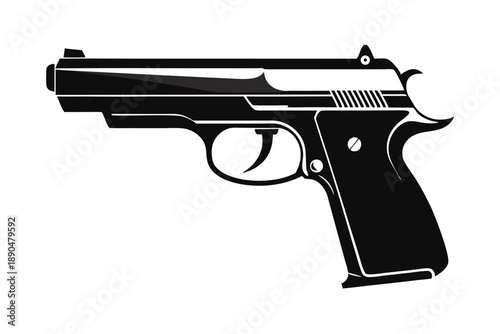 cz 75 gun silhouette line art vector illustration