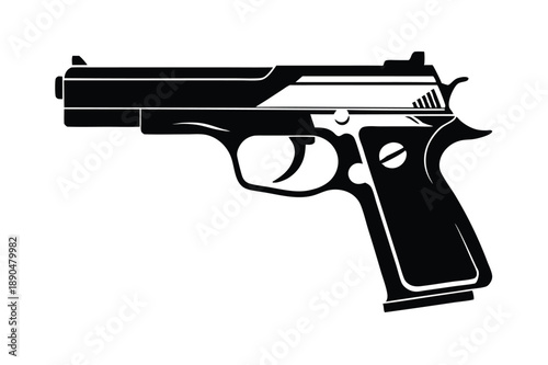 cz 75 gun silhouette line art vector illustration