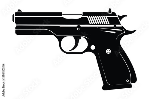 cz 75 gun silhouette line art vector illustration