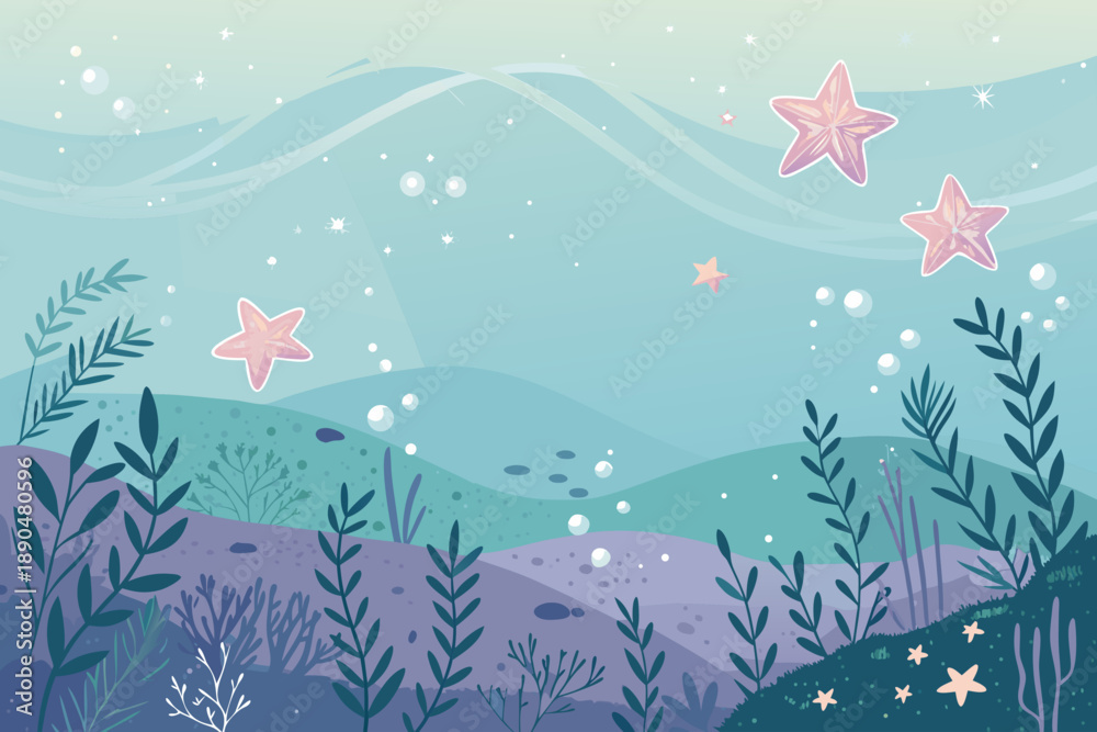 Obraz premium Pastel Underwater World With Floating Stars Creative Visual Suitable for Design