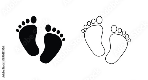 Baby footprints one dark and one outlined a simple graphic silhouette