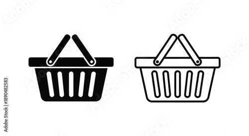 Two black shopping baskets displayed side by side a simple silhouette