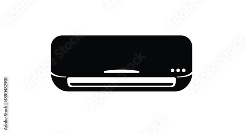 Minimalist air conditioner unit graphic black form against white background silhouette