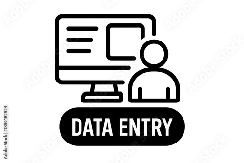 Person working at a desktop computer performing data input and digital processing