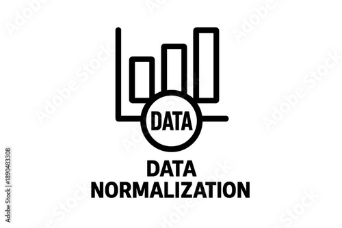 Data normalization and statistical analysis concept showing bar chart and magnifying glass