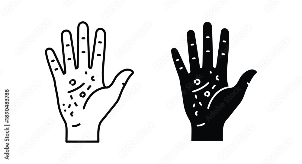 Fototapeta premium Two hands with dotted patterns contrasting positive and negative space silhouette