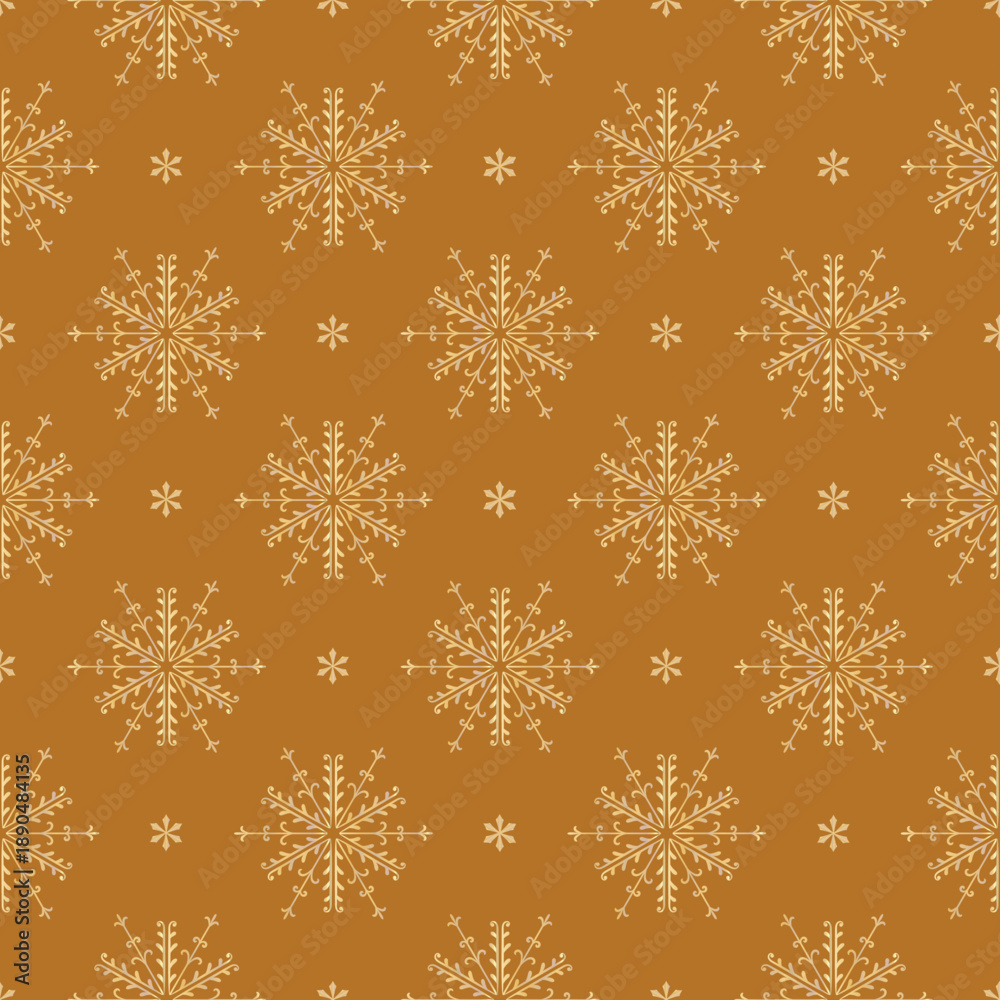 Fototapeta premium Seamless gold snowflake pattern christmas holiday winter background