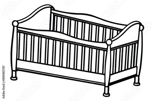crib silhouette line art vector illustration