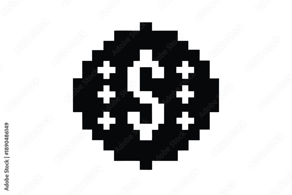 Fototapeta premium pixel dollar vector icon