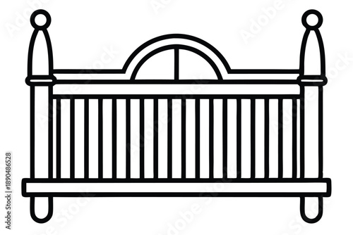 crib silhouette line art vector illustration