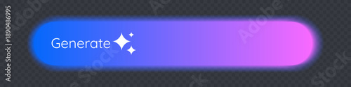 Generate AI button bar in blurred neon gradient stile. Artificial intelligence and machine learning technology concept for command prompt to generate ideas. Vector illustration
