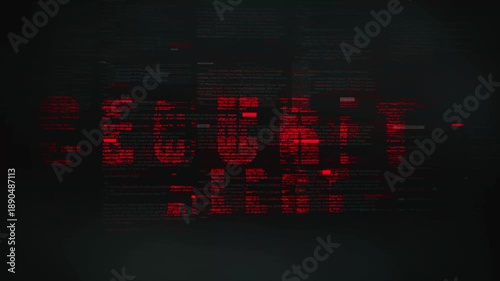 Hacker typing on computer in dark room with code on screen, '' SECURITY ALERT '' Text Overlay Technology Concept, 