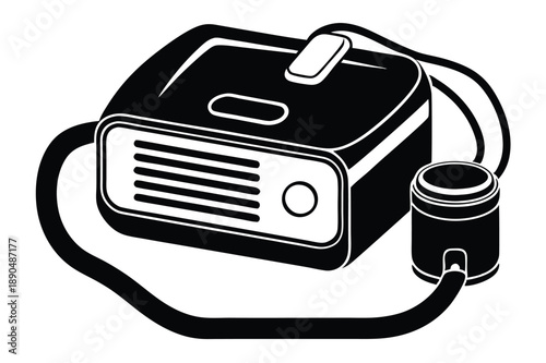 cpap machine silhouette line art vector illustration