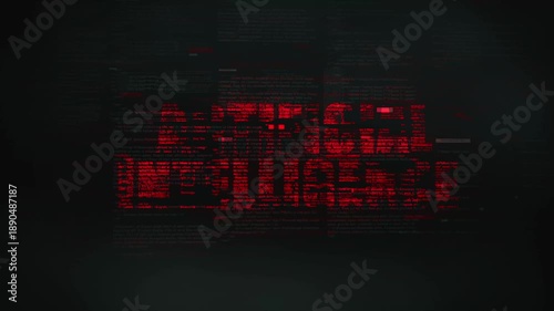 Dynamic code review on dark screen with red highlights, '' AIRTIFICAL TECHNOLOGY '' Text Overlay Technology Concept, 