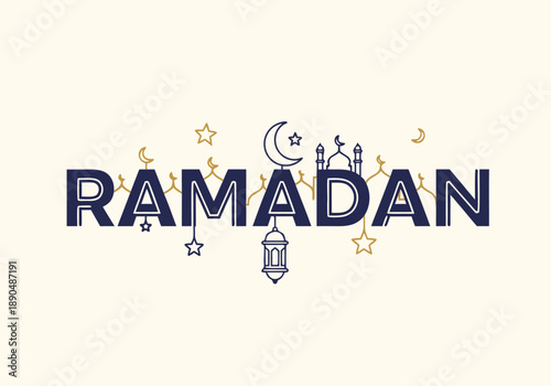 Ramadan Kareem greeting with traditional Islamic elements and festive Ramadan decorations, celebrating the holy month of Ramadan