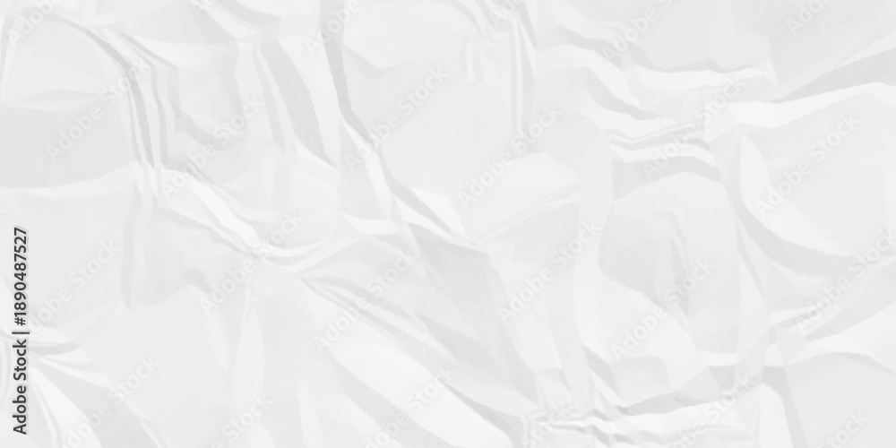 Obraz premium Crumpled paper Blank white crumpled and creased paper poster. Isolated light grungy wrinkled torn old paper material abstract texture background.