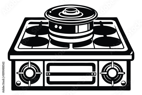 cooktop silhouette line art vector illustration