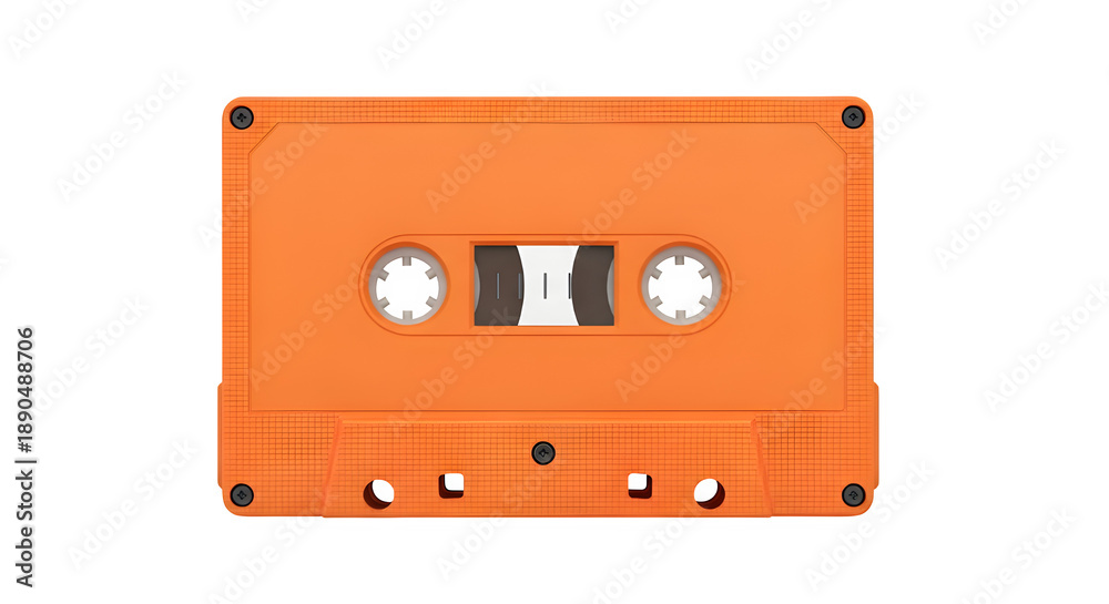 Obraz premium Retro Orange Cassette Tape, isolated on white or transparent background. PNG