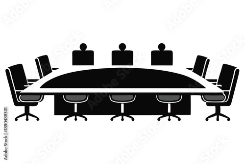 conference table silhouette line art vector illustration