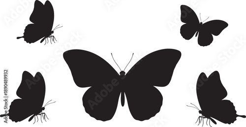 Black Silhouette of a Professional Businessman Sitting at a Modern Desk with Dual Monitors and Ergonomic Chair Isolated on a Clean White Background Set