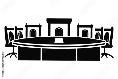 conference room silhouette line art vector illustration