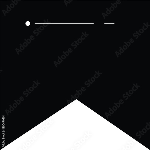 Black pennant flag with a white circle and horizontal lines on a white background with