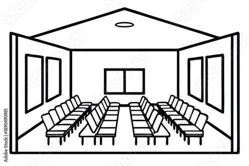 conference room silhouette line art vector illustration