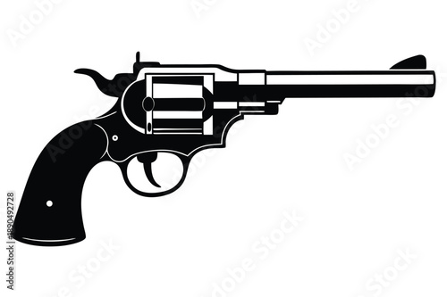colt single action army silhouette line art vector illustration