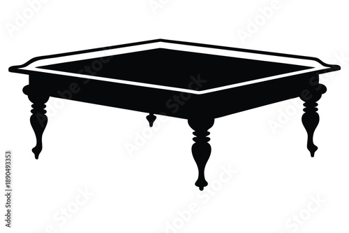 coffee table silhouette line art vector illustration