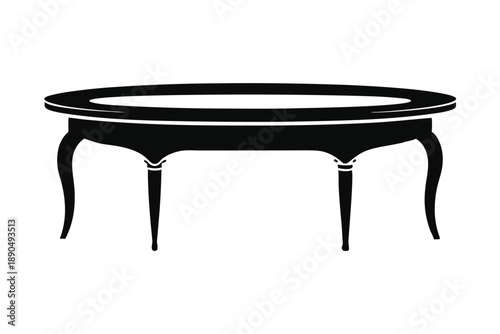 coffee table silhouette line art vector illustration