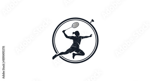 Dynamic Badminton Player Silhouette in Action.