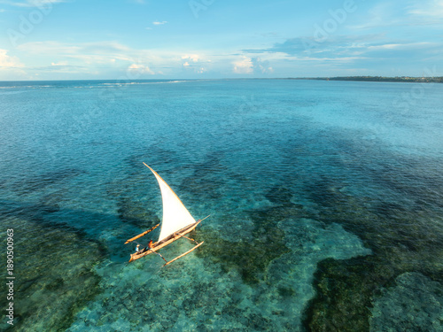 Aerial view of the sailboat...
