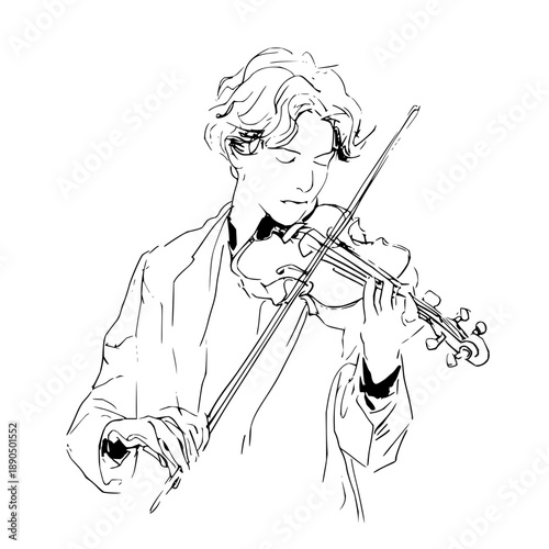 Violinist playing violin music concert performance orchestra musical instrument classical musician symphony art drawing