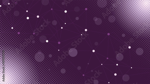 Abstract purple network background with connected dots lines and soft depth modern digital style ideal for technology branding presentations banners wallpapers and web design