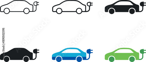 Clean mobility concept illustrating an electric car profile combined with a visible charging connector to represent emission free