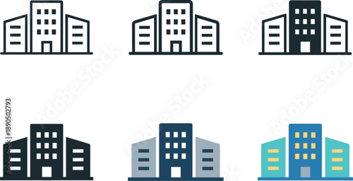 Central corporate workplace symbol depicting a formal office building environment where administration and professional activity