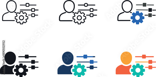Account customization symbol conveying individual control, personalization, and system configuration, illustrated by one unified