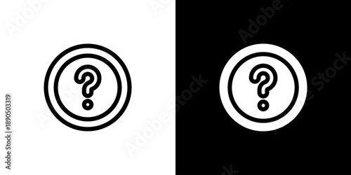 Question icon concept with flat Black White Background. Vector illustration.