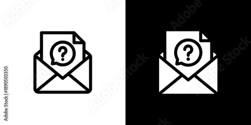 Mail icon concept with flat Black White Background. Vector illustration.