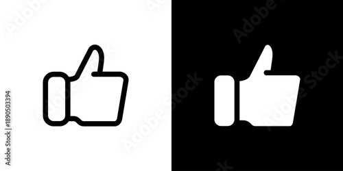 Thumb Up icon concept with flat Black White Background. Vector illustration.