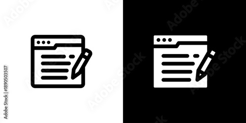 Web Browser icon concept with flat Black White Background. Vector illustration.