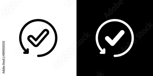 Complete icon concept with flat Black White Background. Vector illustration.