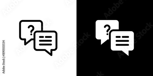 Question Answer icon concept with flat Black White Background. Vector illustration.