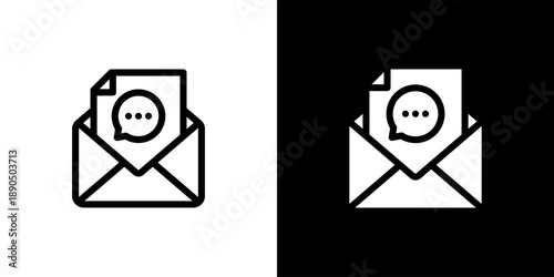 Mail icon concept with flat Black White Background. Vector illustration.