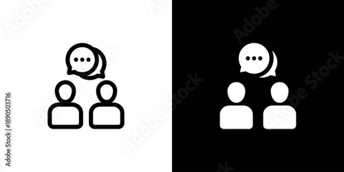 Discussion icon concept with flat Black White Background. Vector illustration.