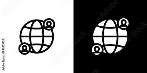 Network icon concept with flat Black White Background. Vector illustration.