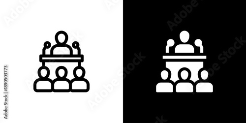 Conference icon concept with flat Black White Background. Vector illustration.